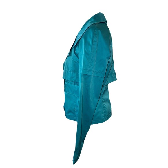 NWT Carlisle Satin Utility Jacket Teal Blue Short Zip Pockets Structured Sz 6 - Picture 5 of 9